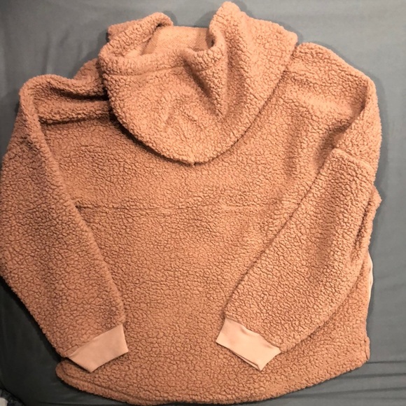 PINK Victoria's Secret Tan Sherpa Hoodie - Picture 3 of 3